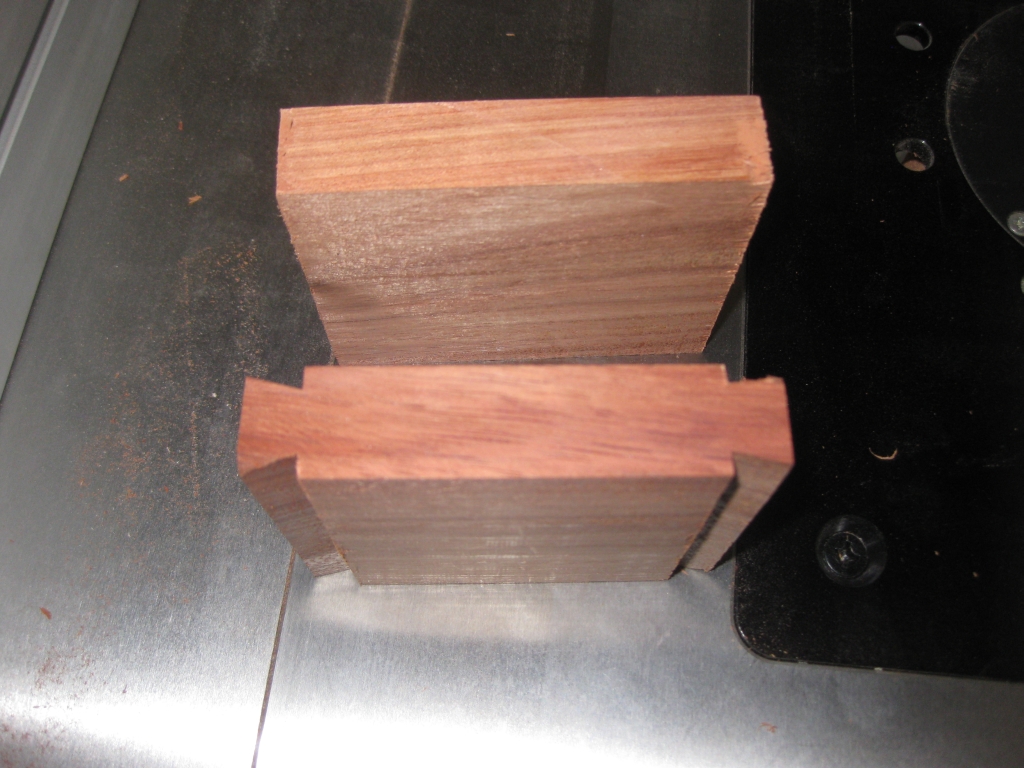 The end piece for the frame.  One with the dovetail cut, the other without.